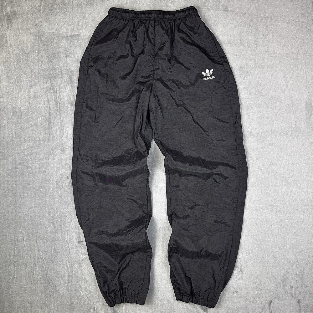 VTG Adidas Originals Track Pants Mens Medium Black Nylon Windbreaker Trefoil